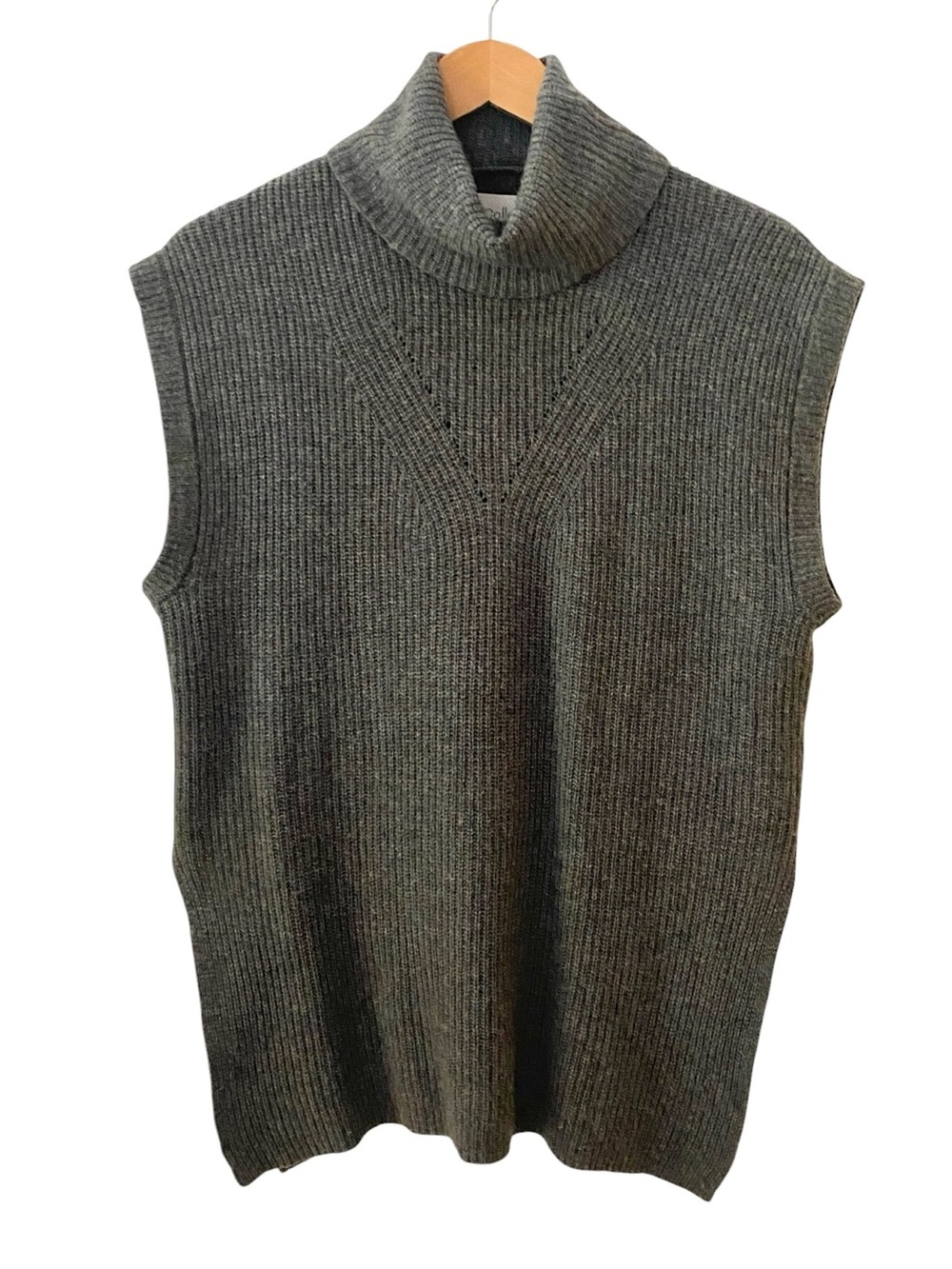 Fine Collection Paris Wool & Cashmere Turtleneck Sleeveless Tunic Sweater M/L